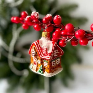 Gingerbread House Christmas ornament, Fairy Rustic Xmas tree hanging hand-painted decoration, Sweet Xmas decoration