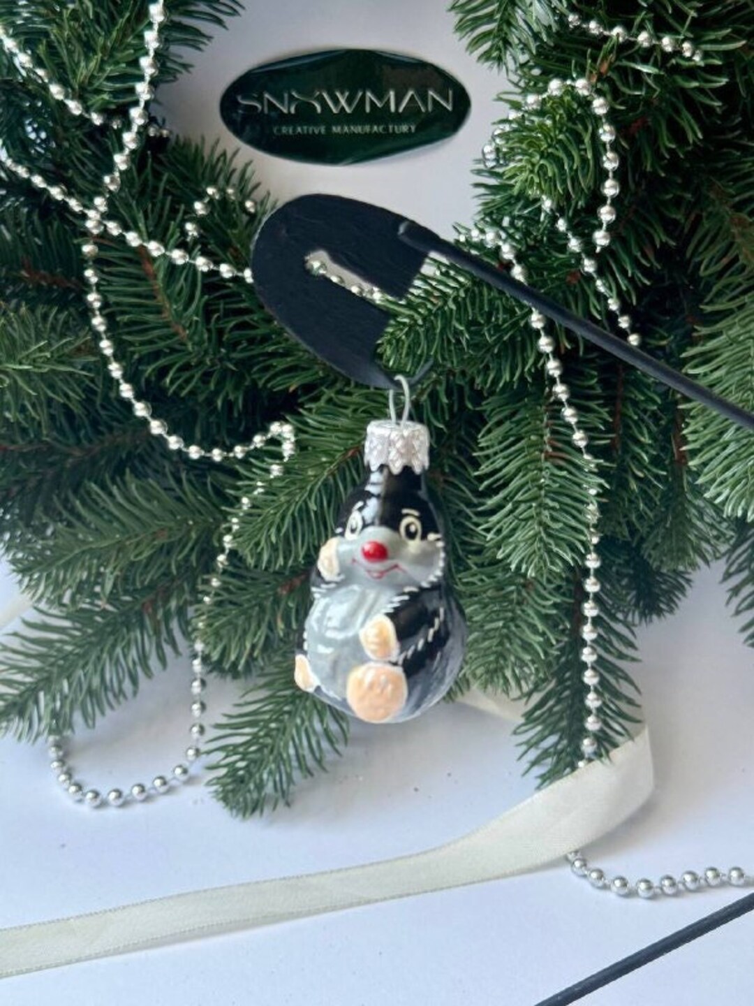 Mole Christmas Glass Ornament, Mole Xmas Tree Hanging Decoration, Hand ...