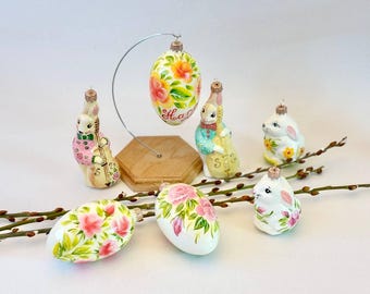 Easter Set of ornaments, Bunny Egg Easter ornaments, Easter decoration, Easter tree ornaments, Hand painted Set of Easter ornaments