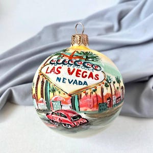 Adornos de cristal de Las Vegas, adorno de viaje americano, regalo de boda personalizado, casamiento en Las Vegas, recuerdo de vacaciones, regalo de aniversario