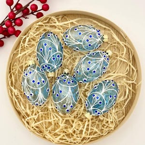 Easter blue Egg hand painted ornaments, Easter egg decor, Easter decoration, Easter tree hanging decor, Spring home decor