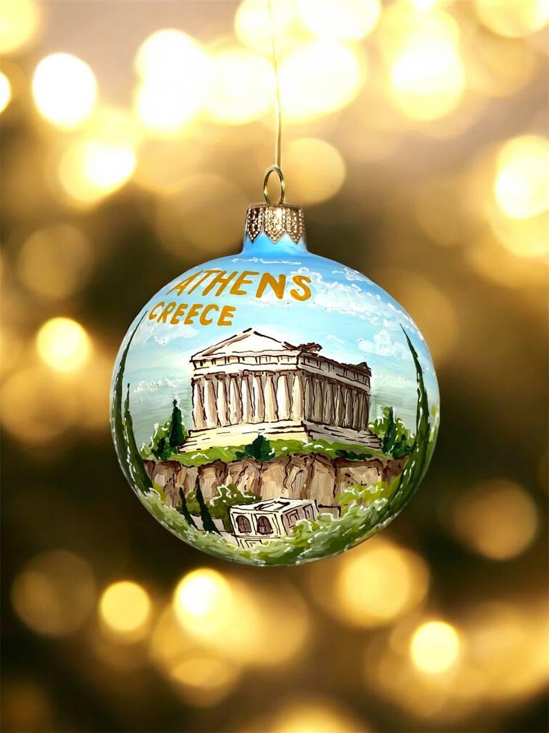 Round Parthenon Athens Greece Ornament, Parthenon Travel Gift, European Keepsake ...