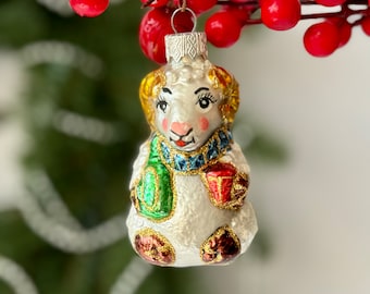 ヴィンテージガラスの羊のオーナメント、ソ連のクリスマスオーナメント