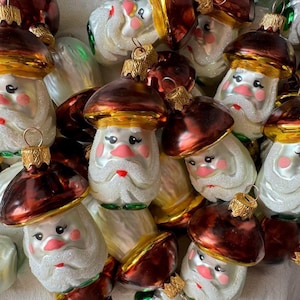 Set of 20 mushrooms glass Christmas ornaments, Blown Glass Xmas ornament, Handmade Xmas glass decorations