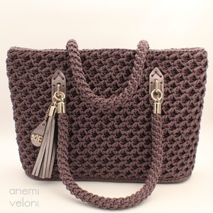 Gray Shoulder Bag, Crochet Handbag, Gray Crochet Shoulder Bag, Crochet ...