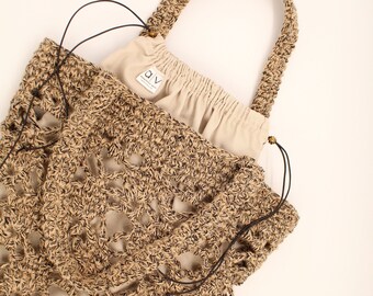 Handgemachte Jute häkeln Einkaufstasche, Sommer Strandtasche