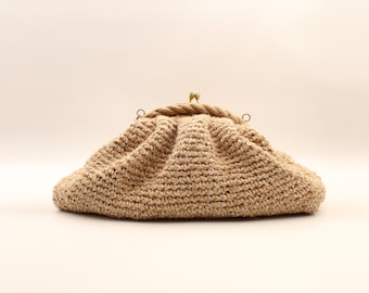 Handmade Jute Crochet Clutch Bag, Luxury Fashion Pouch