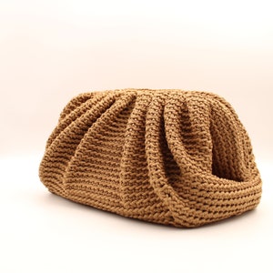 Camel Pouch Bag, Summer Crochet Handbag, Luxury Woven Handbag, Camel Shoulder Bag for Women, Summer Ladies Handbag image 5