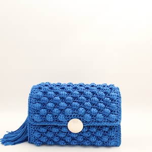 Fashion Bag, Blue Event Bag, Blue Clutch Bag, Blue Crochet Bag, Crochet Clutch Bag, Crochet Shoulder Bag, Blue Shoulder Bag, Crossbody Bag