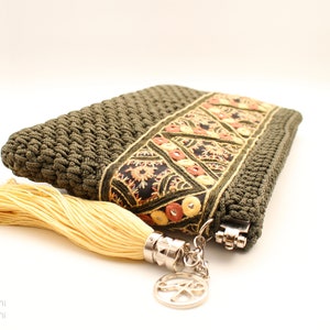 Broderad virkad kuvertväska, etnisk boho-handväska, handgjord bild 10
