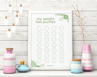 Weight Loss Tracker Motivational Printable Tool For Wall or Planner 28lbs/28kg Slimming Instant Download (A4/A5/US Letter/Half Letter)
