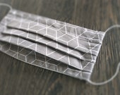 Behelfs- Mundschutz, Stoffmaske Baumwolle mit Nasenbügel zum rausnehmen, Gummi ist zum längenverstellen grau mit Muster mouth protection