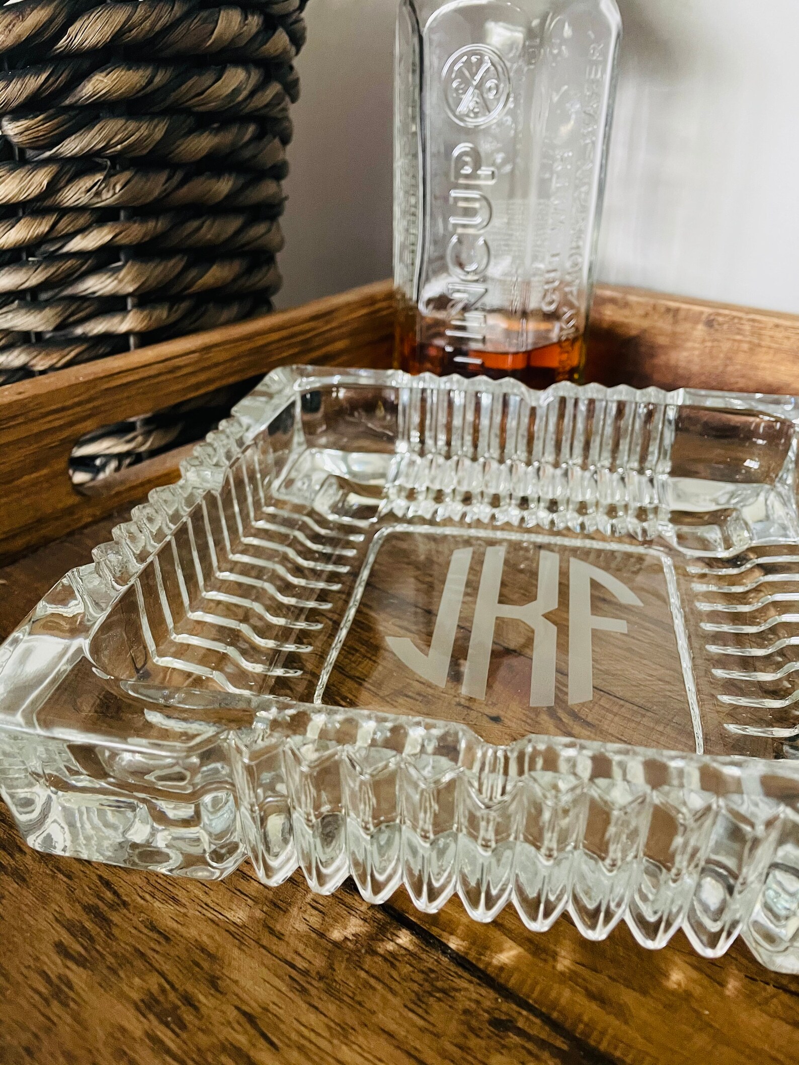 Personalized Monogram Glass 8 Ashtray Father's Etsy