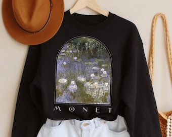 Claude Monet Sweatshirt Vintage floral Crewneck Van Gogh Renaissance Pond of Lillies Painting Aesthetic Clothing Bookish Cottagecore  gifts