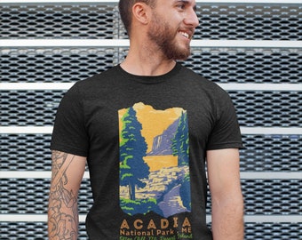 ACADIA Graphic Shirt Hike Camp T-Shirt Gift Unisex tees for men Travel Shirts men Gifts for Outdoor Nature Enthusiast Acadia National Park