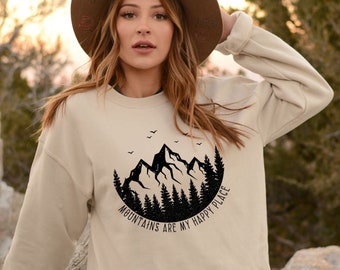 Mountains Sweatshirt Mountain Nature Camping Shirt Hiking Gifts Hiker Camper Hike Camp Lover glamping Adventure Outdoor Boyfriend  gift