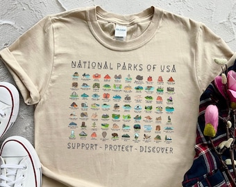 National Parks shirt 63 USA National Park tee Wanderlust Shirt Camp Life Zion Yosemite Grand Canyon Yellowstone National Park Adventure tee