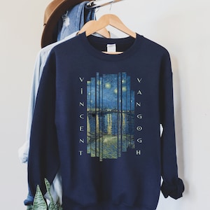 Van Gogh Sweatshirt Aesthetic Clothing Vintage Crewneck Claude Monet Starry Night Renaissance Shirt Painting Bookish Dark Academia