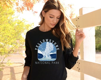 Yellowstone National Park shirt Long Sleeve Unisex tee Vintage Retro WPA Graphic Hiking Camping Gifts Camp Gift for her him Parks Travel