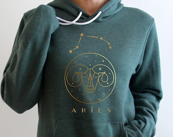 ARIES ZODIAC HOODIE Zodiac Sweatshirt Astrology Constellation Gifts Aries Shirt March April Birthday Shirt Gift Spring Summer Fall Hoodie