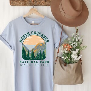 North Cascades National Park shirt Washington National Parks Retro Nature Shirt Travel Camp Hiking Explorer Traveler Shirts Mountains Gifts