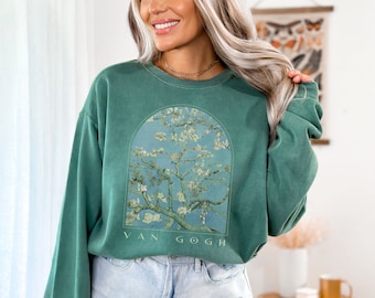 Van Gogh Sweatshirt Vincent Van Gogh Comfort Colors Crewneck Sweatshirt Artist Art History Gifts Almond Blossoms Painting Shirt Gift for her