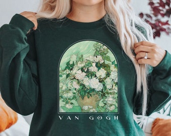 Vincent Van Gogh sweatshirt, aesthetic sweatshirt, cottagecore sweatshirt, Retro botanical floral Fall crewneck sweatshirt, Gift for artists