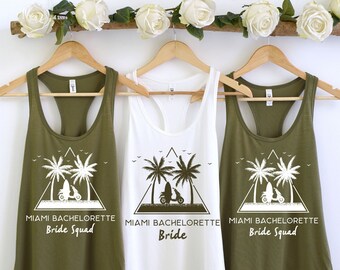 Miami Bachelorette ShirtsTanks Beach Bachelorette Weekend Party Bridesmaids Shirts Tulum Hawaii Nautical Lake Bachelorette Bach Party Tees