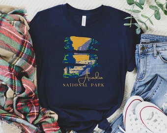 Acadia National Park shirt Vintage Camping Campfire Shirt Nature Lover Gift Shirt Hiking Explorer Traveler Wanderlust Shirts Gifts
