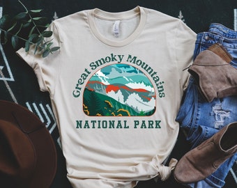 Great Smoky Mountains National Park shirt Smoky Mountain WPA Vintage NC Tennessee Parks vacation tee Camping Hiking Gift for her him