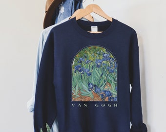 Van Gogh Sweatshirt Aesthetic Clothing Irises Floral Vintage Crewneck Claude Monet Renaissance Shirt Painting Bookish Dark Academia Shirts