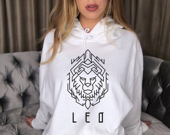 Leo Zodiac Hoodie Zodiac Sign Horoscope Astrology Hoodie Pullover Trendy Aesthetic Hoodie Sacred Geometry Leo Zodiac Gifts Mens hoodie