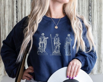 Dark Academia Clothing Latin Bookish Apparel Light Academia Sweatshirt Tops Greek Goddess Statue Fine Line Art Shirt Aesthetic Clothes
