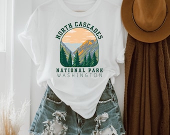 North Cascades National Park shirt Washington National Parks Retro Nature Shirt Travel Camp Hiking Explorer Traveler Shirts Mountains Gifts