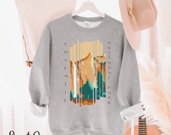 Mountain Sweatshirt Yosemite National Park Sweatshirt Nature Camping Hiking Gifts Adventure Wanderlust Crewneck Winter Campfire Sweater