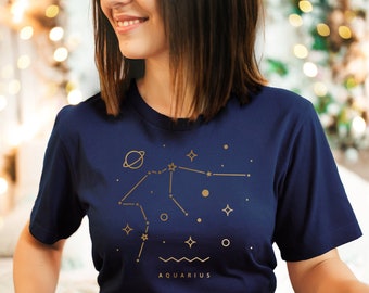 Aquarius Shirt Aquarius Gift Aquarius Gold Zodiac Sign tee Zodiac Aquarius Astrology Aquarius Horoscope Constellation Aquarius Birthday