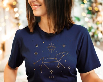 Leo Shirt Leo Gift Leo Gold Zodiac Sign tee Zodiac Shirt Leo Astrology Shirt Leo Horoscope Constellation Shirt Leo Birthday Shirt