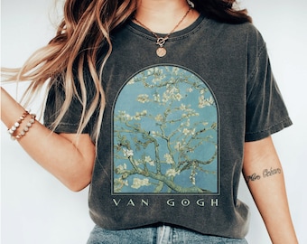 Van Gogh Shirt Vintage Aesthetic Monet Shirt Artist gifts Almond Blossoms Painting Cottagecore Dark Academia clothing Bookish tshirts