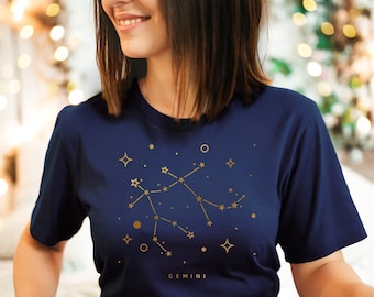 Gemini Shirt Gemini Gift Gemini Gold Zodiac Sign tee Zodiac Shirt Gemini Astrology Gemini Horoscope Constellation Gemini Birthday Shirt