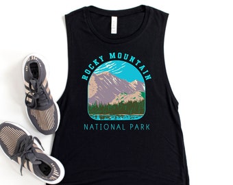 Rocky Mountain National Park Tank Muscle Shirt Nature Tank Top Muscle Tee Camping Hiking Tanks for Women Parks and Rec Outdoor Tees