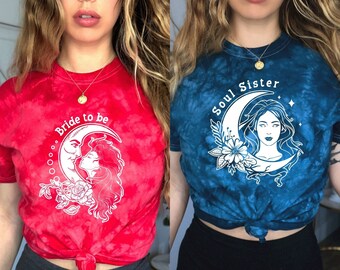 Celestial Bachelorette Party shirts Soul sister Shirt Mystical Bohemian Bridesmaid shirts Celestial Wedding Bridesmaid shirts Tie dye bridal
