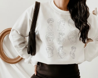 Light Academia Clothing Dark academia fashion Greek Vintage Cottagecore  Crewneck Sweatshirt Casual academia Retro Statue sweater Gift