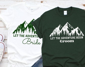 Matching Bride and Groom shirts Wedding announcement Mr and Mrs Newlyweds tshirts Bride Groom tees Elopement shirts Bridal Wedding shirts