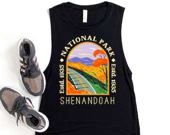 Nature Tank Top Shenandoah National Park Flowy Muscle Tank Yoga Workout Tank Top Summer Top Camping Hiking Tanks for Women Outdoor Tees