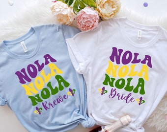 New Orleans Nola Bachelorette Party Shirts Nola Bride Nola Krewe Bridesmaid shirts Bride Babe Tribe Bach Party Shirts Bach Party Shirts