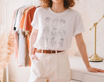 Dark Academia Clothing Light Academia Aesthetic Fashion Outfit Greek Statue Casual Academia T-Shirt Indie Alt Positive Clothing Bookish