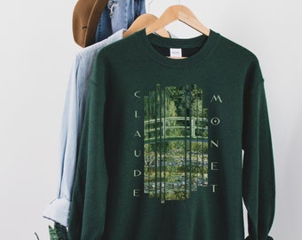 Claude Monet Sweatshirt Vintage Floral Lillies Painting Crewneck Van Gogh Renaissance Aesthetic Clothing Bookish Art Gifts Dark Academia