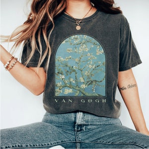 Van Gogh Shirt Vintage Estética Monet Shirt Artista regalos Almendros en flor Pintura Cottagecore Dark Academia ropa Bookish camisetas