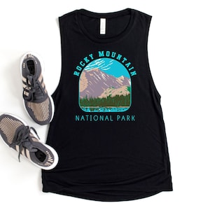 Rocky Mountain National Park Tank Muscle Shirt Nature Tank Top Muscle Tee Camping Hiking Tanks for Women Parks and Rec Outdoor Tees