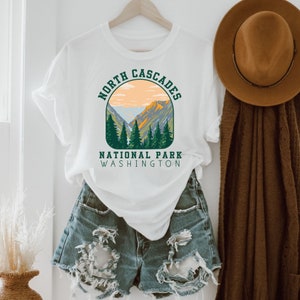 North Cascades National Park shirt Washington National Parks Retro Nature Shirt Travel Camp Hiking Explorer Traveler Shirts Mountains Gifts